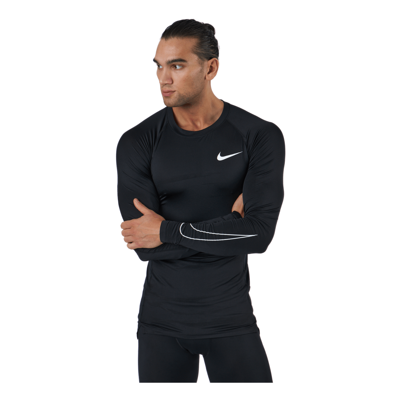 Nike Pro Dri-FIT Men's Tight Fit Long-Sleeve Top BLACK/WHITE