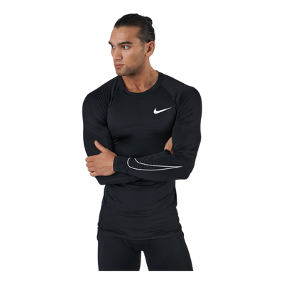 Nike Pro Dri-FIT Men's Tight Fit Long-Sleeve Top BLACK/WHITE