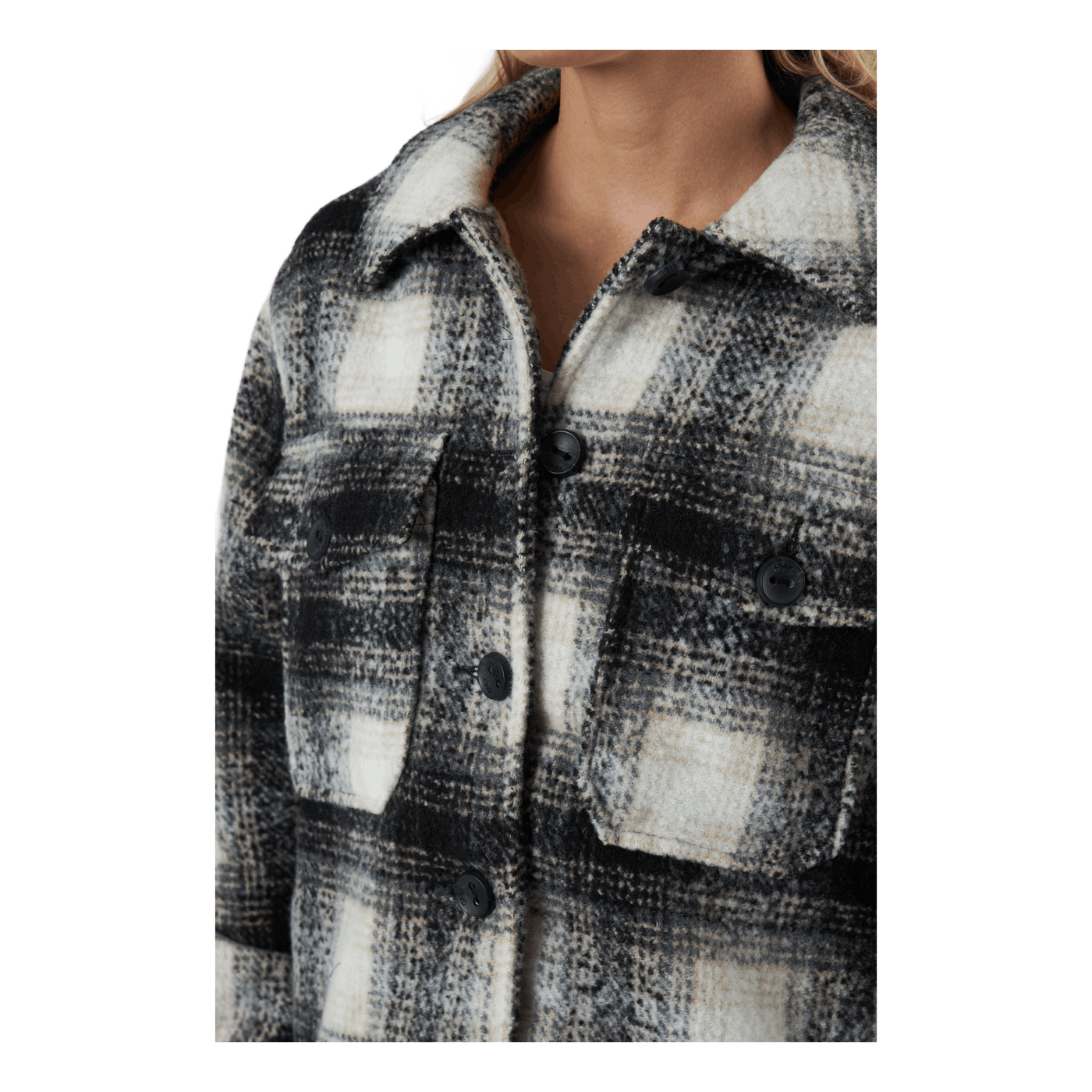 Onlallison Check Shacket Otw Pumice Stone