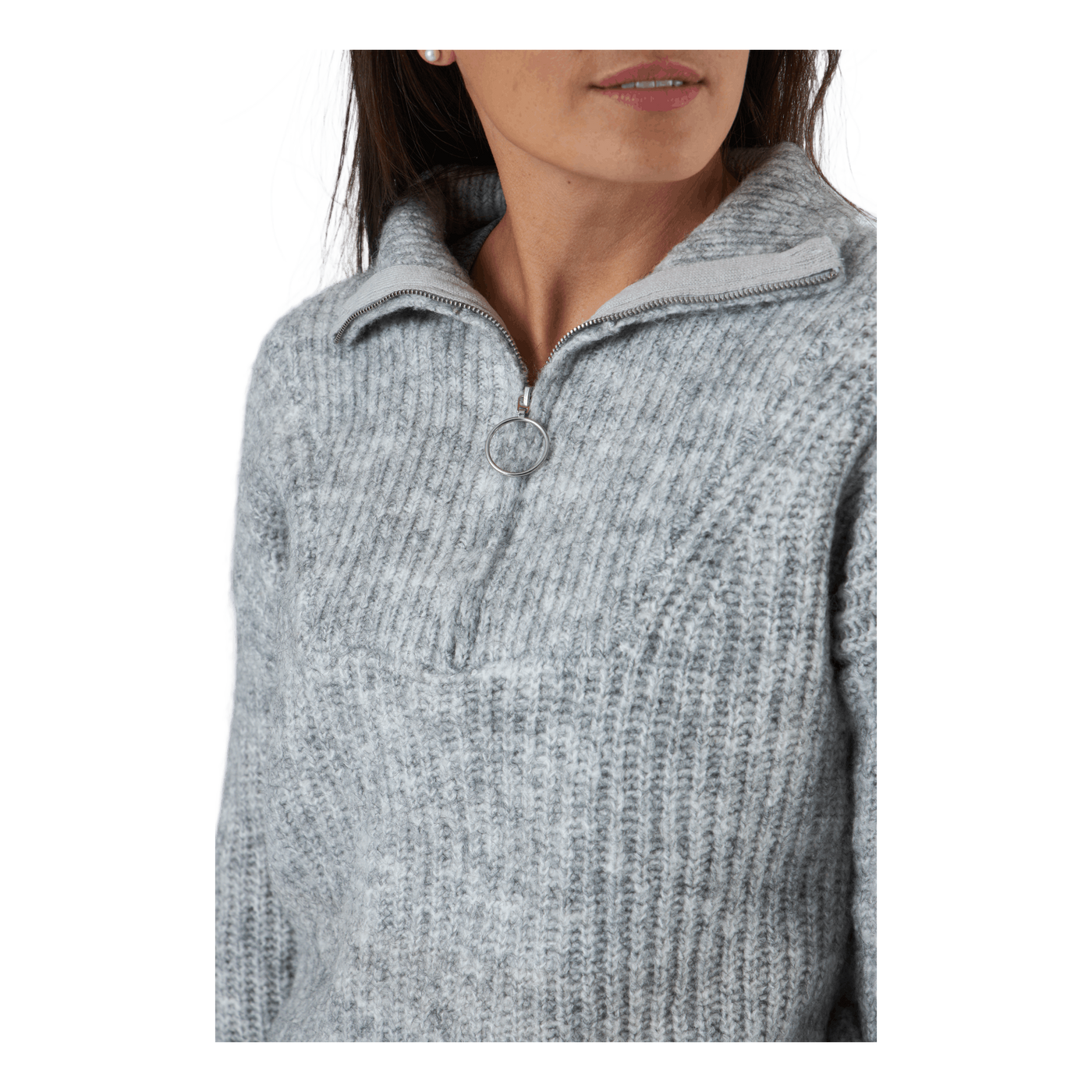 Onlemily Life L/s Zip Pullover Light Grey Melange