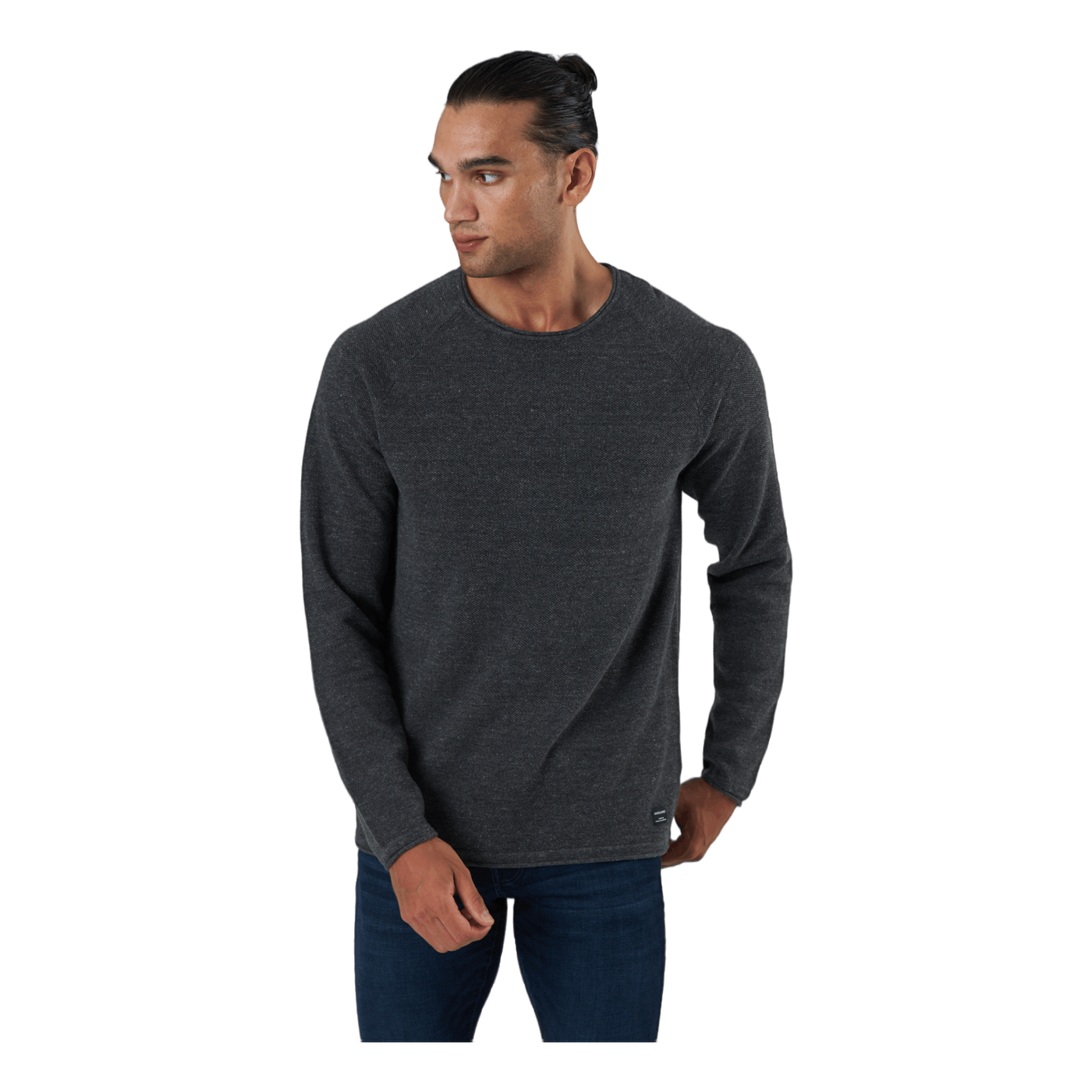 Jjehill Knit Crew Neck Dark Grey Melange