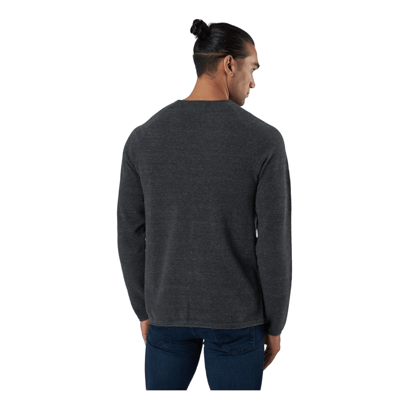 Jjehill Knit Crew Neck Dark Grey Melange