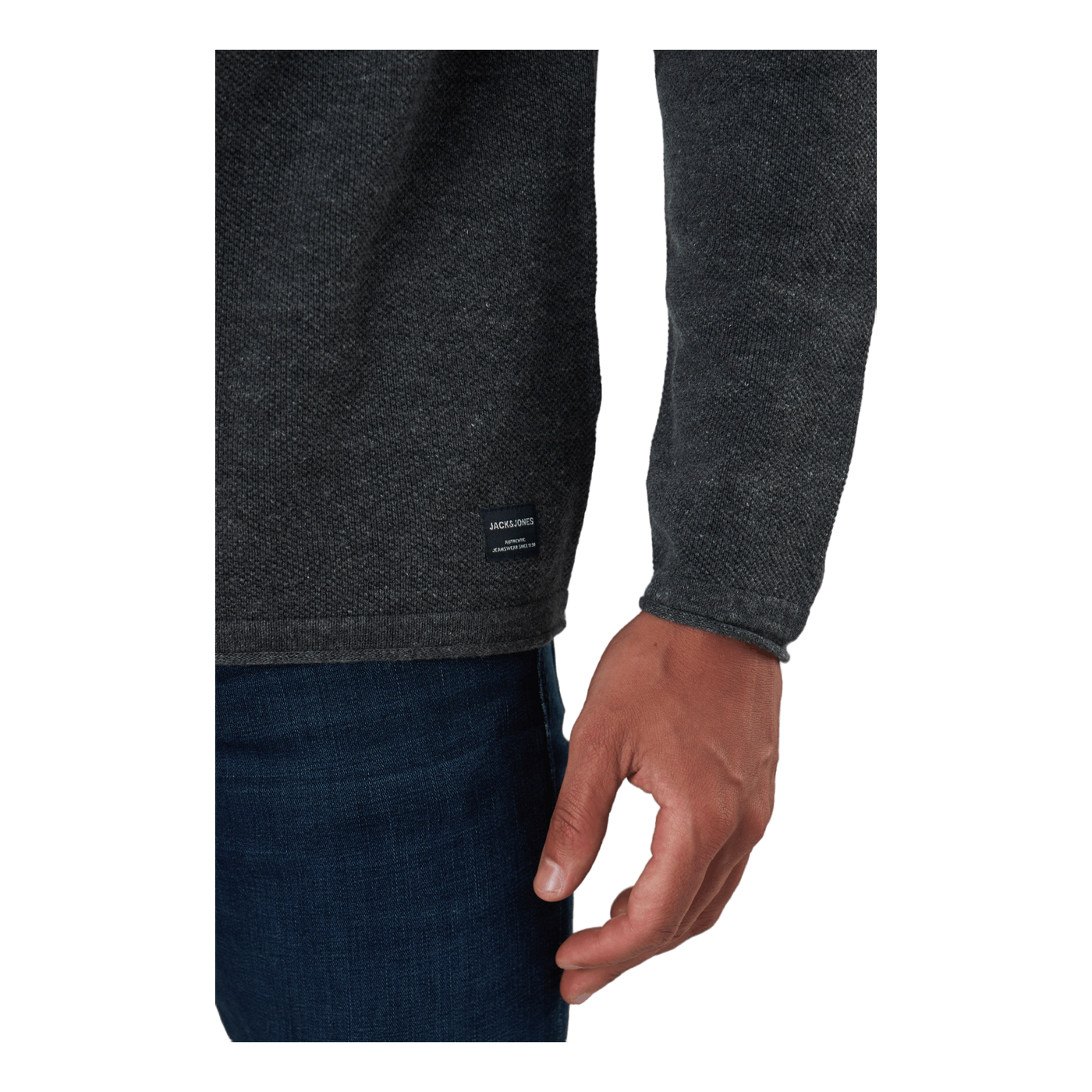 Jjehill Knit Crew Neck Dark Grey Melange