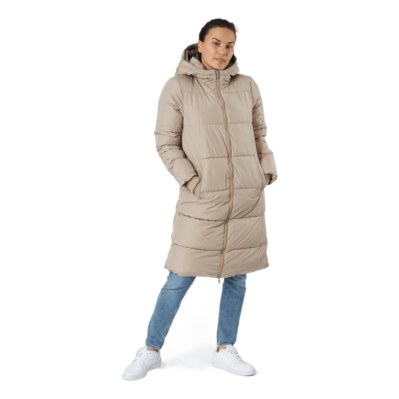 Pcbee New Long Puffer Jacket B Silver Mink