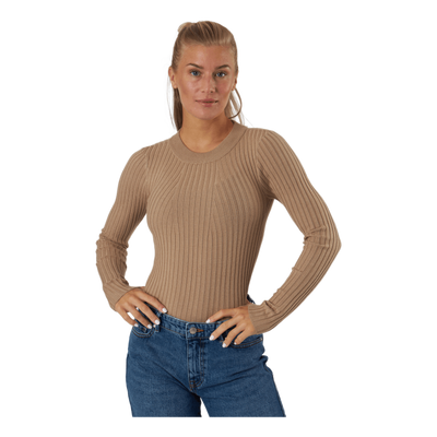 Pccrista Ls O-neck Knit  Bc Silver Mink