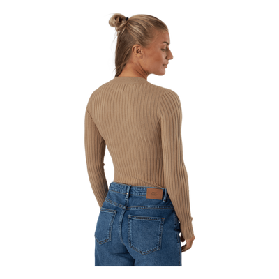 Pccrista Ls O-neck Knit  Bc Silver Mink