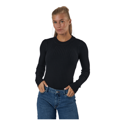 Pccrista Ls O-neck Knit  Bc Black