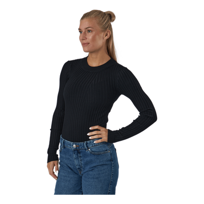 Pccrista Ls O-neck Knit  Bc Black