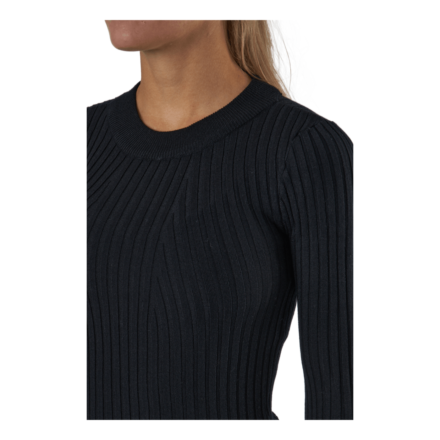 Pccrista Ls O-neck Knit  Bc Black