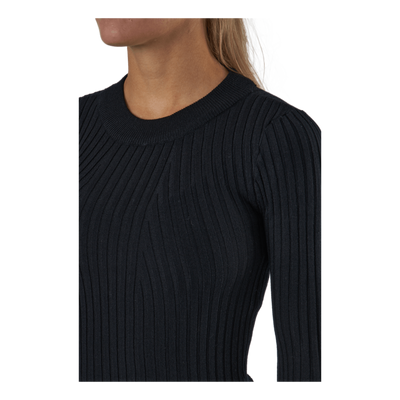 Pccrista Ls O-neck Knit  Bc Black