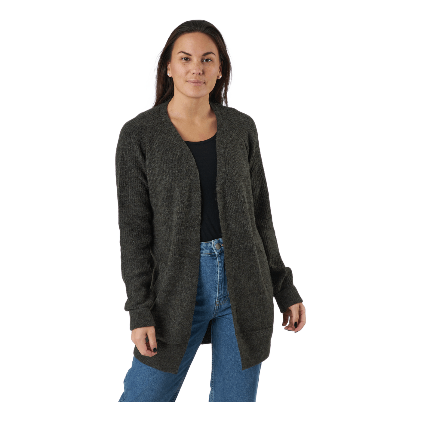 Pcellen Ls Long Knit Cardigan  Black Olive