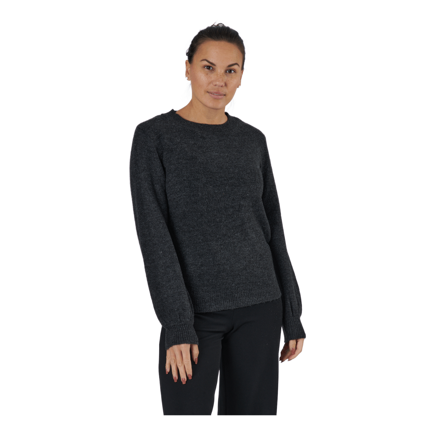Pcperla Ls  Knit  Bc Dark Grey Melange