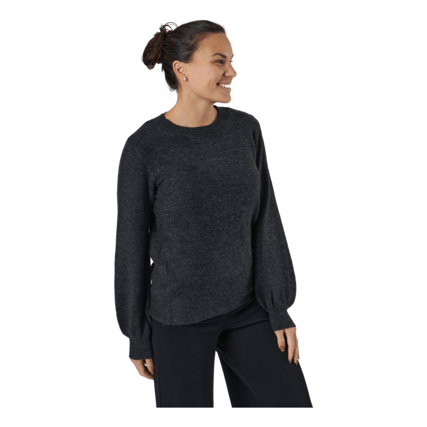 Pcperla Ls  Knit  Bc Dark Grey Melange