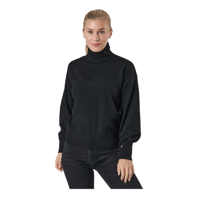 Pccava Ls High Neck Knit  Bc Black