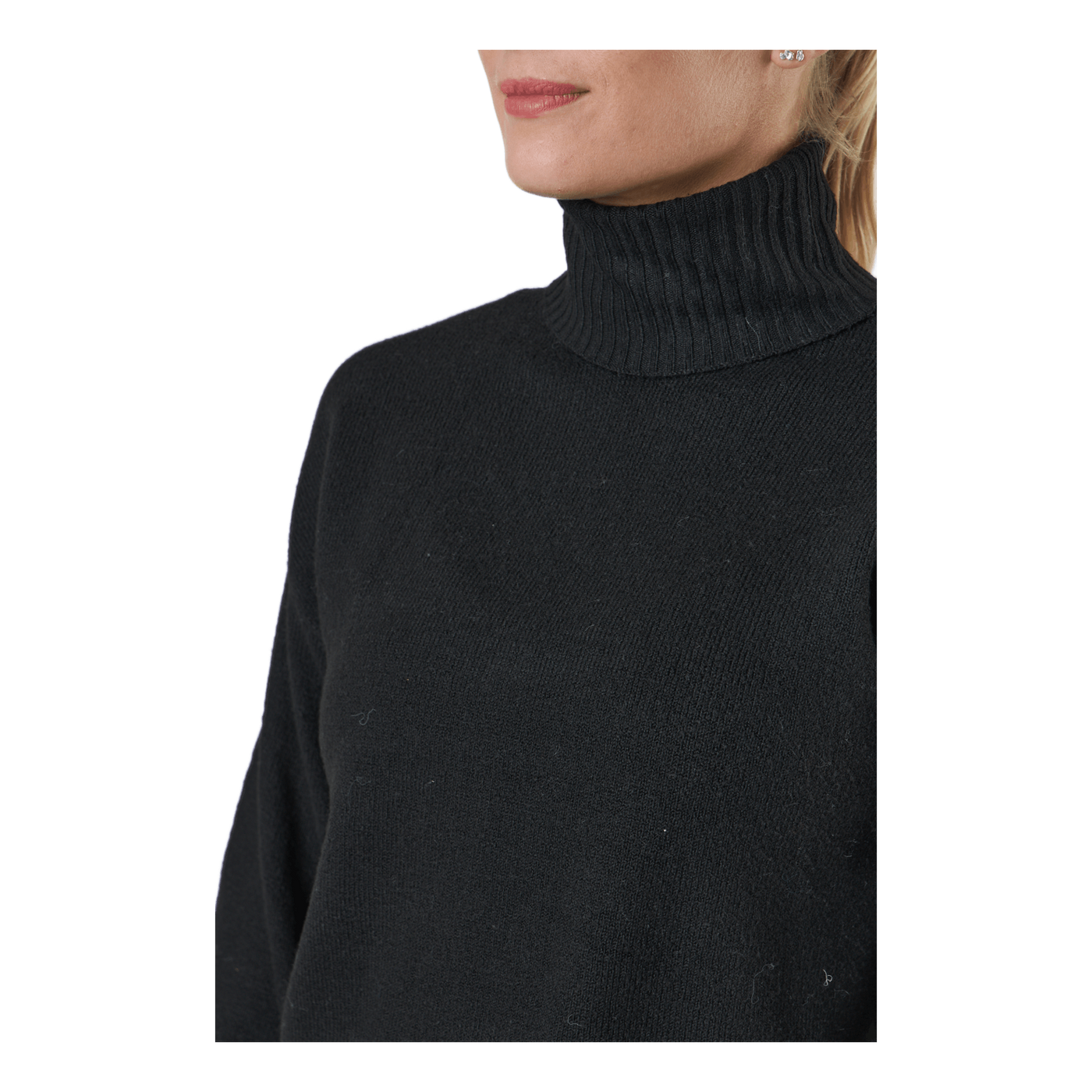 Pccava Ls High Neck Knit  Bc Black