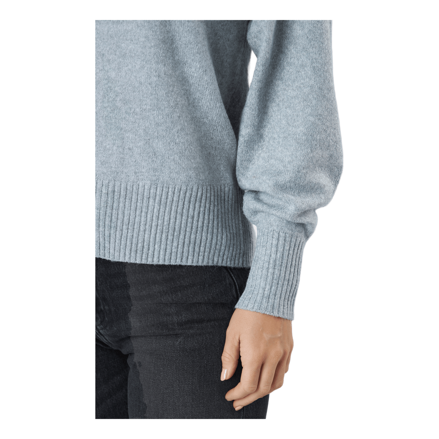 Pccava Ls High Neck Knit  Bc Light Grey Melange