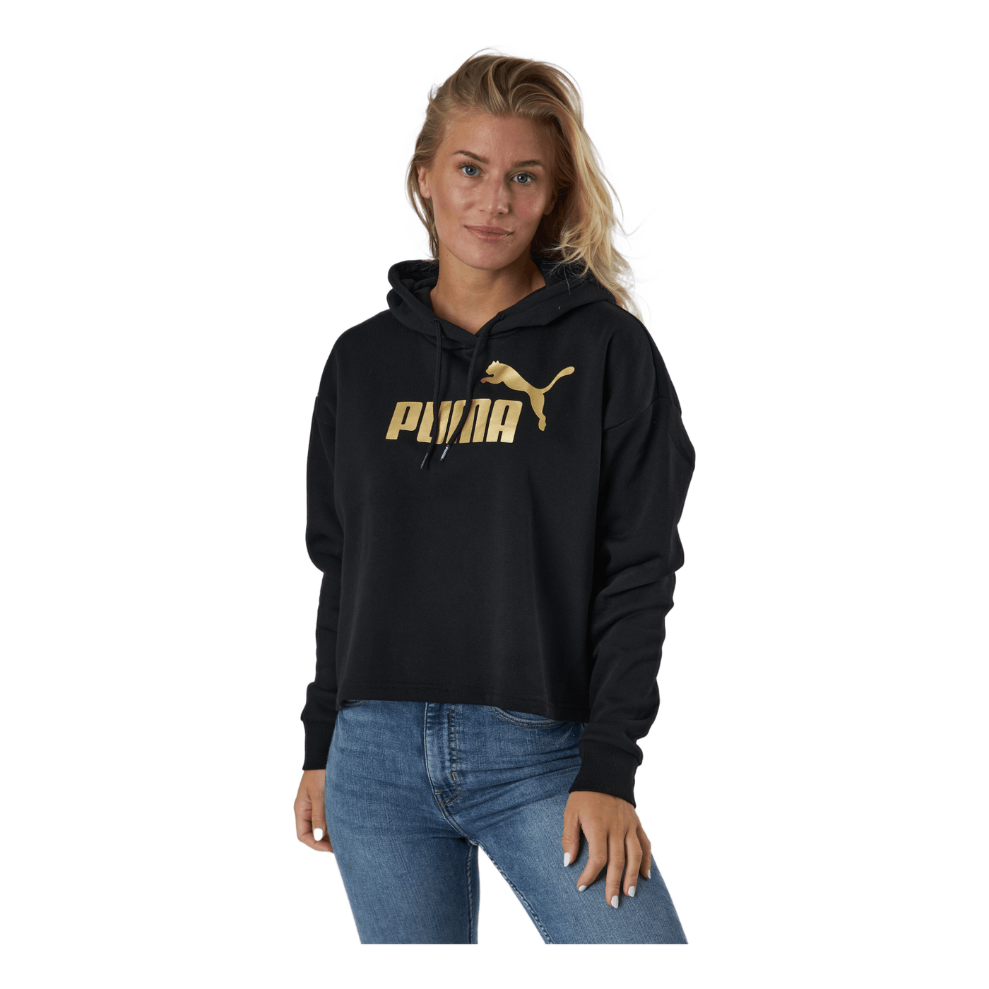 Ess+ Cropped Metallic Logo Hoo Puma Black-gold