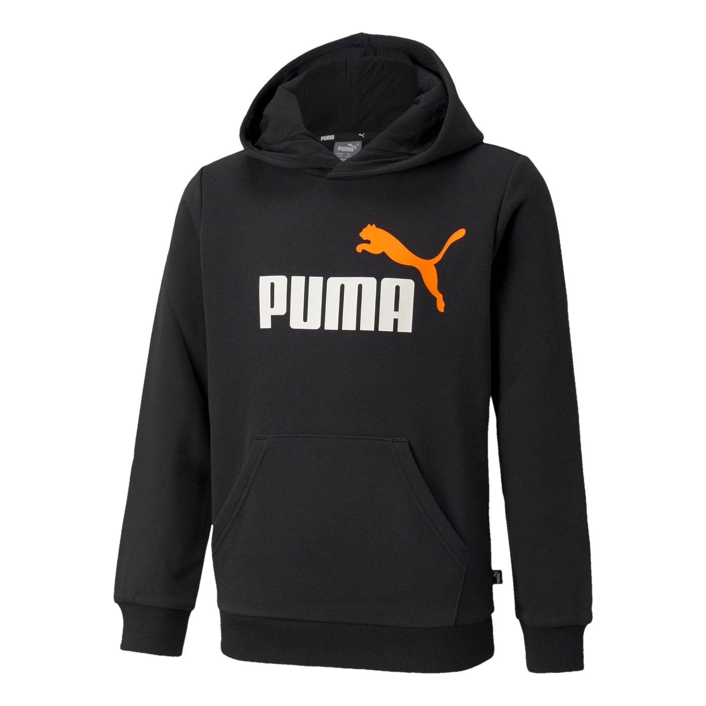 Ess+ 2 Col Big Logo Hoodie Fl  Puma Black-vibrant Orange