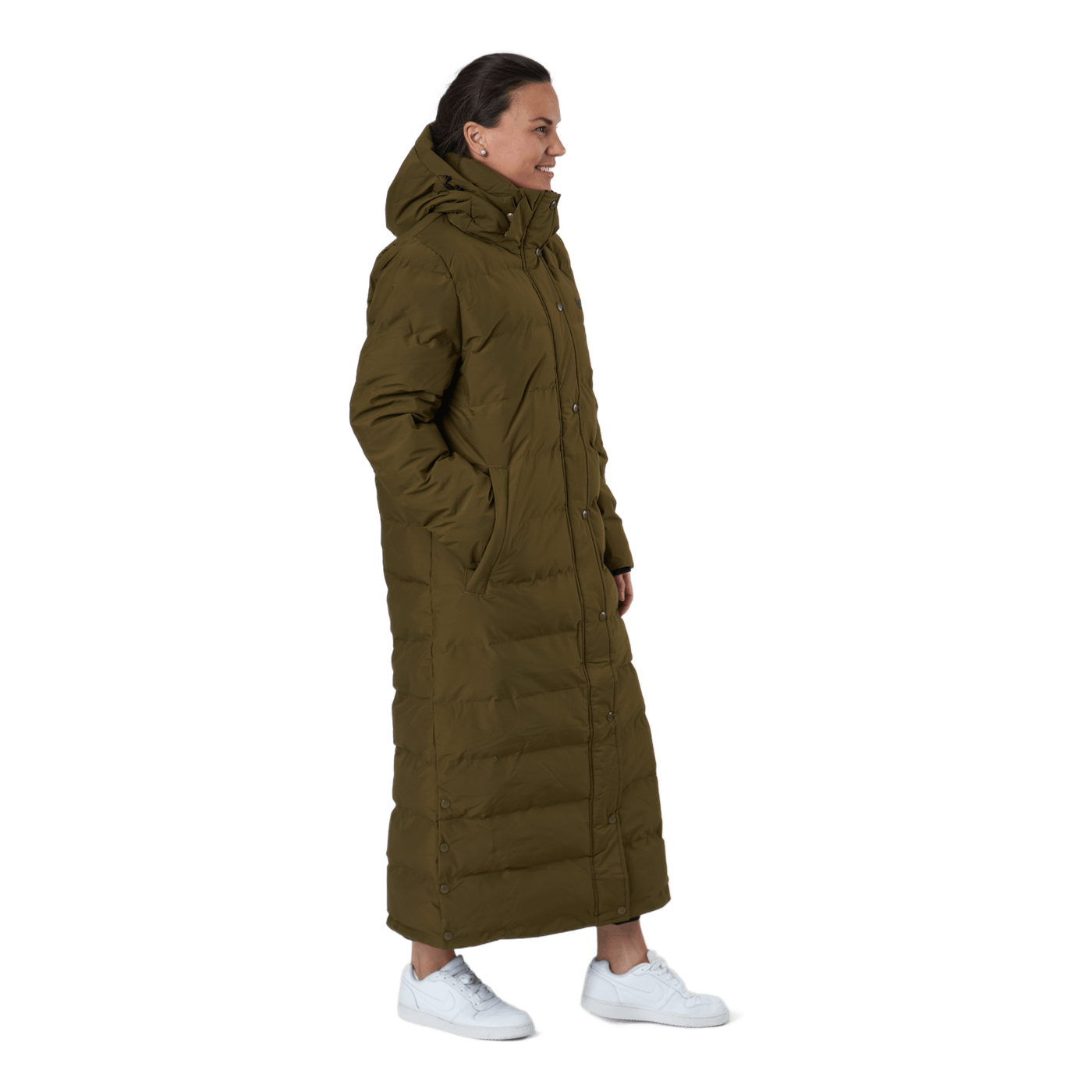 Joan W Long Puffer Jacket Dark Olive