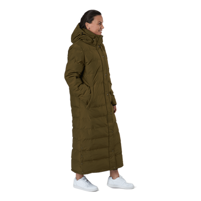 Joan W Long Puffer Jacket Dark Olive