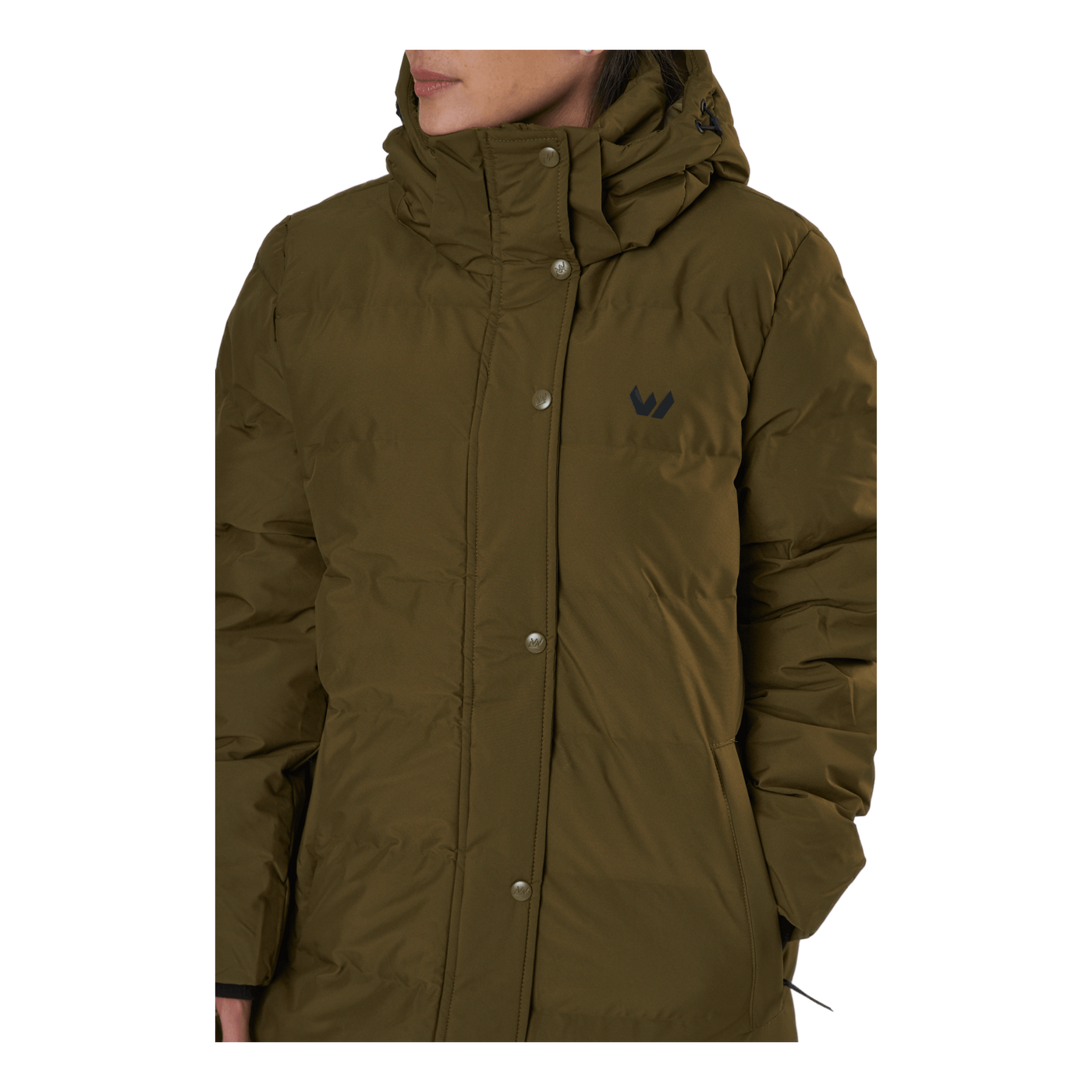 Joan W Long Puffer Jacket Dark Olive