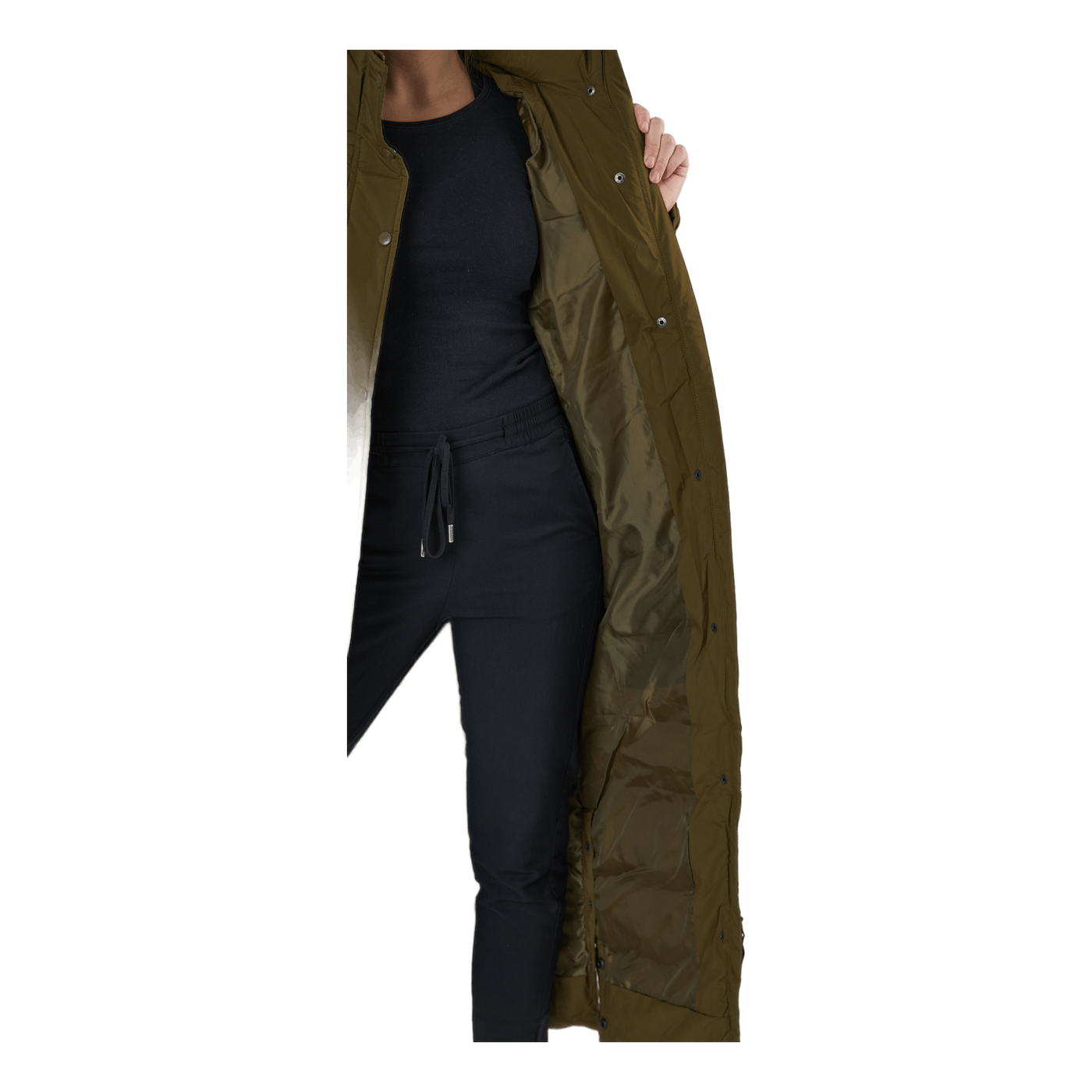 Joan W Long Puffer Jacket Dark Olive