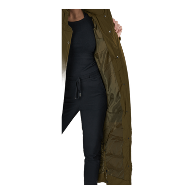 Joan W Long Puffer Jacket Dark Olive