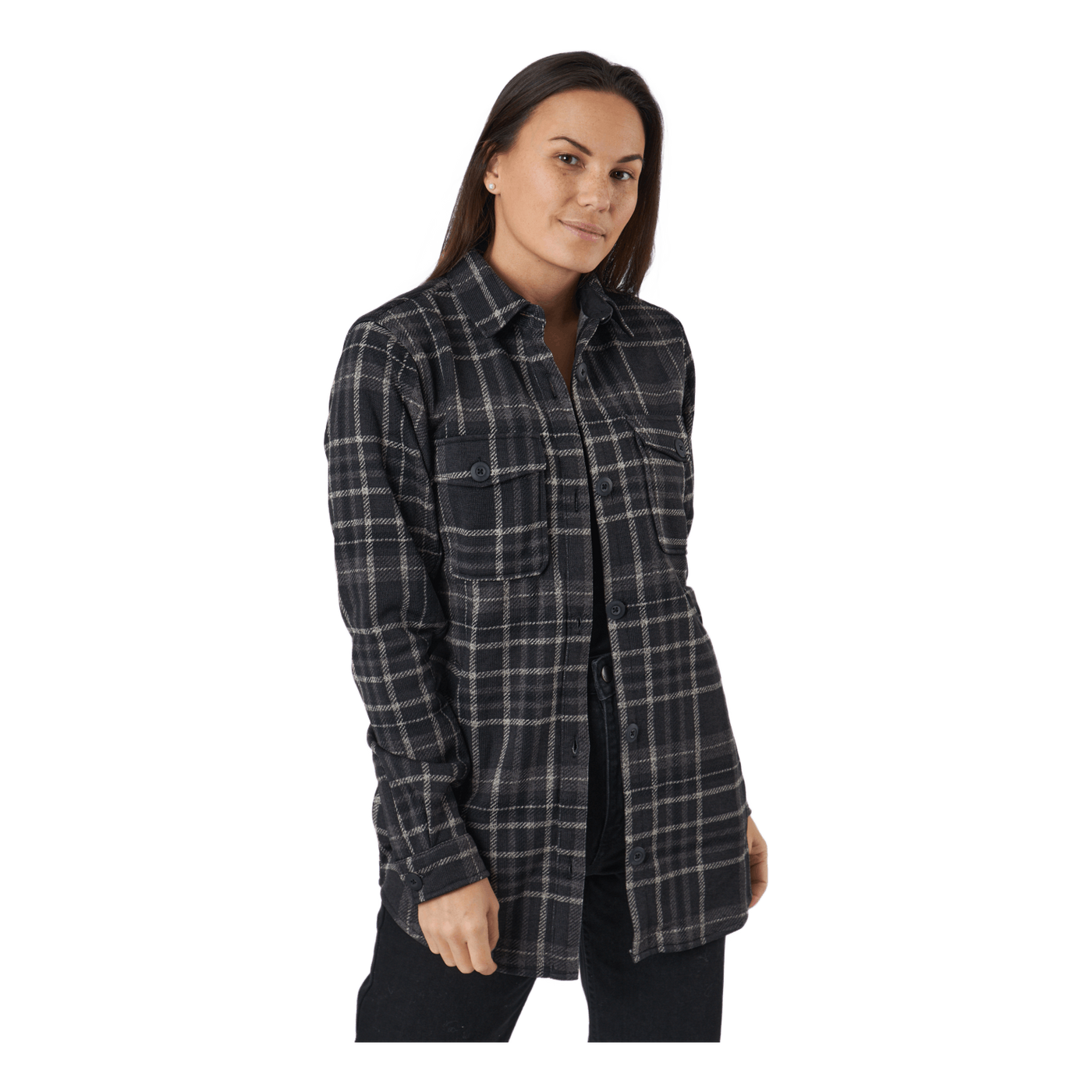 Milly W Checked Fleece Shirt Black