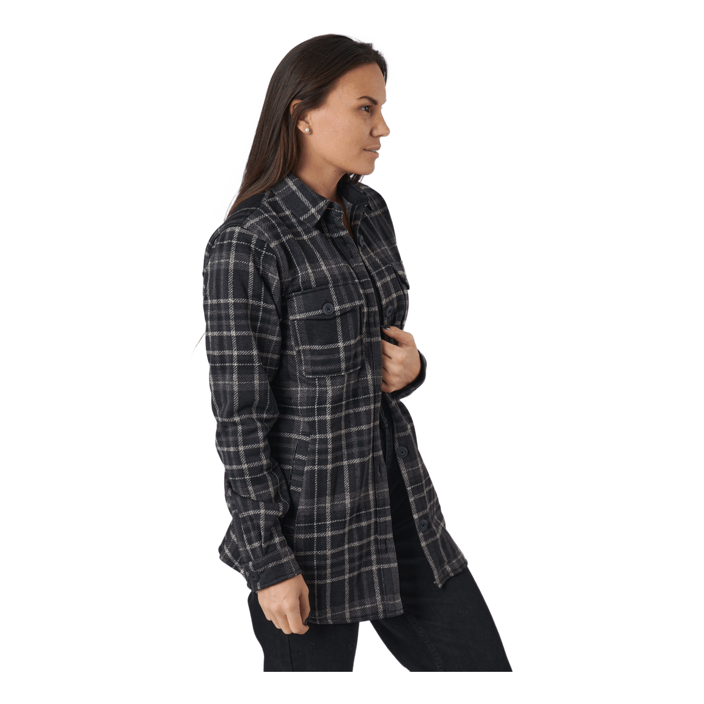 Milly W Checked Fleece Shirt Black