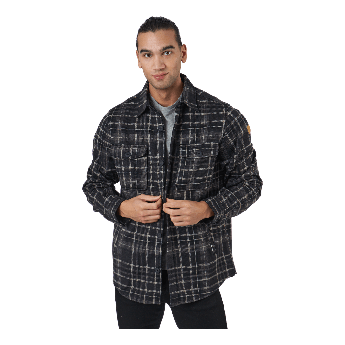 Dewey M Checked Fleece Shirt Black