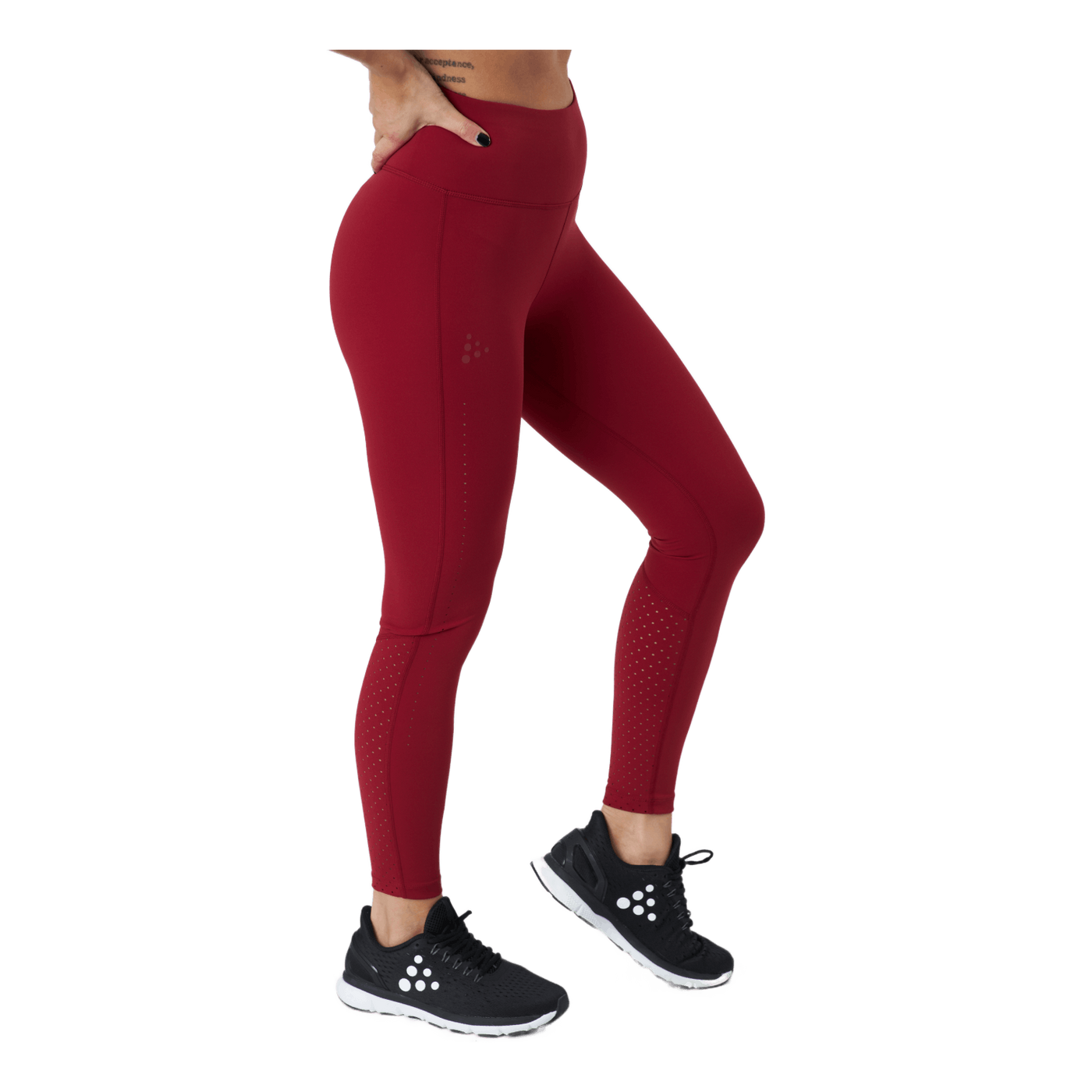 Adv Charge Perforated Tights W Rhubarb