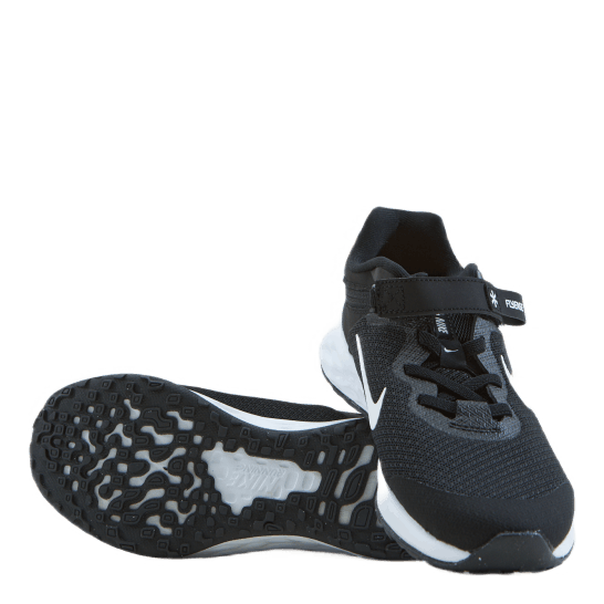 Revolution 6 FlyEase Little Kids' Shoe BLACK/WHITE-DK SMOKE GREY