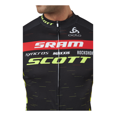 Stand-up Collar Shortsleeve Fu Black