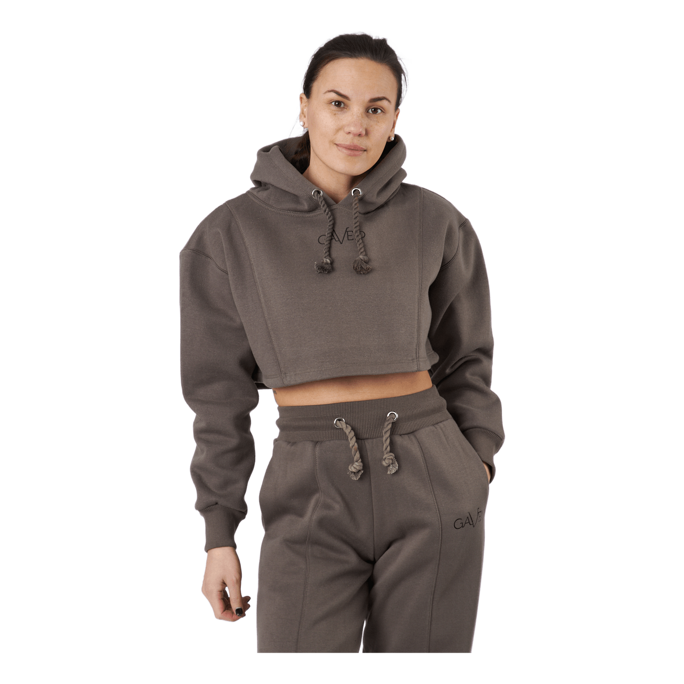 Chill Lounge Cropped Hoodie Taupe