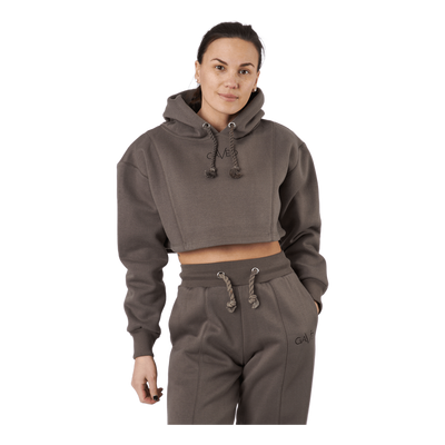 Chill Lounge Cropped Hoodie Taupe