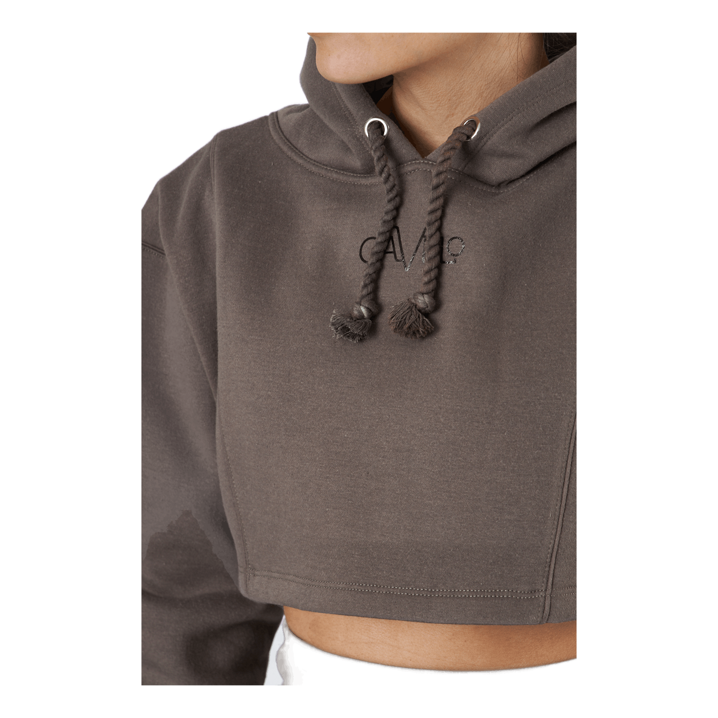 Chill Lounge Cropped Hoodie Taupe