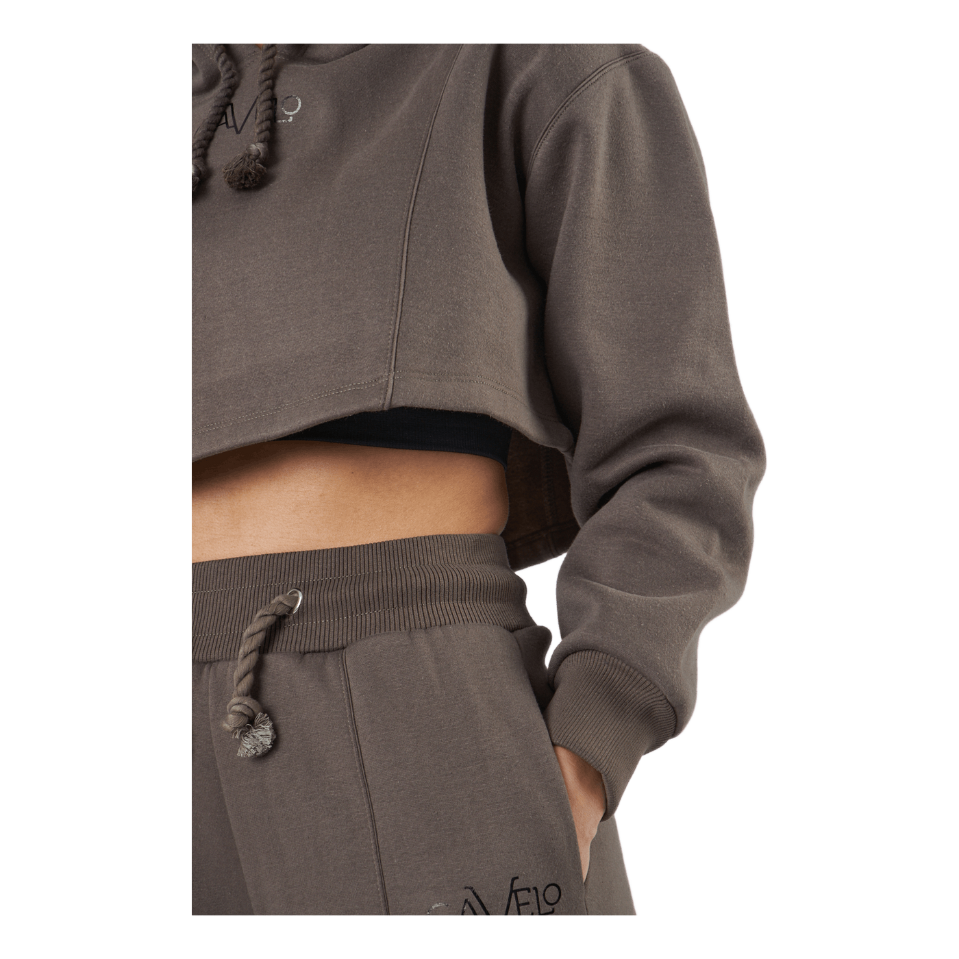 Chill Lounge Cropped Hoodie Taupe