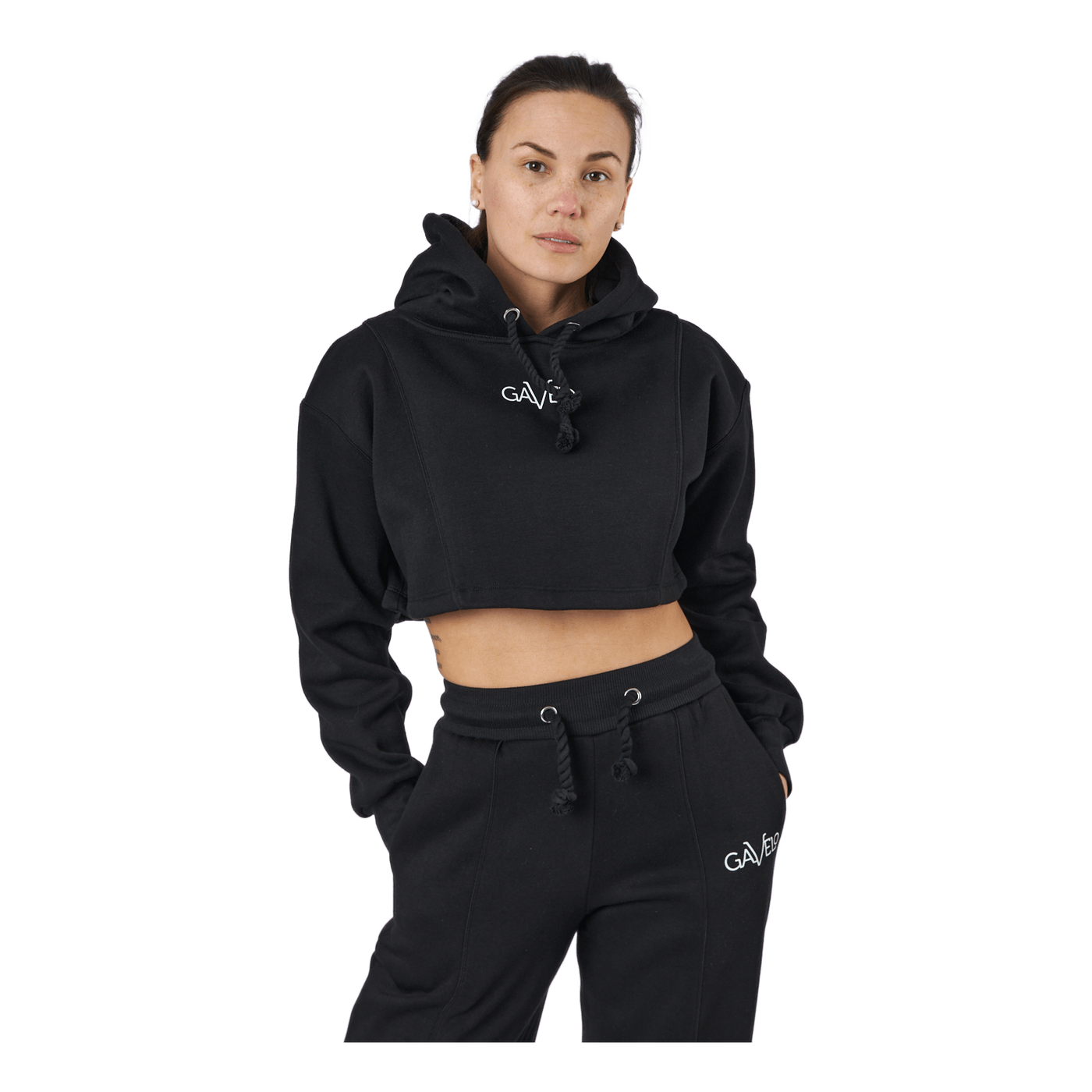 Chill Lounge Cropped Hoodie Black