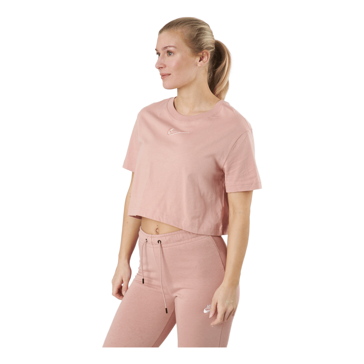 W Nsw Crop Ss Tee Prnt Rose Whisper/white