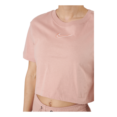 W Nsw Crop Ss Tee Prnt Rose Whisper/white