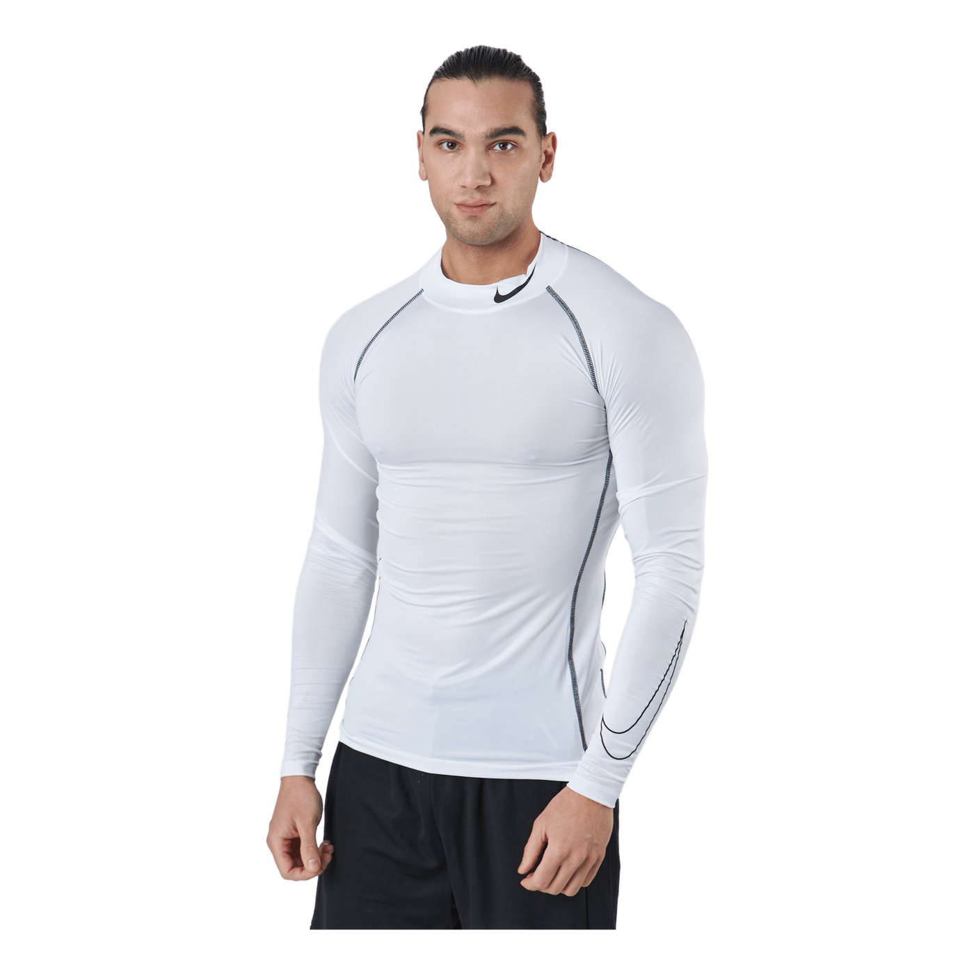 Nike Pro Dri-FIT Men's Tight Fit Long-Sleeve Top WHITE/BLACK/BLACK