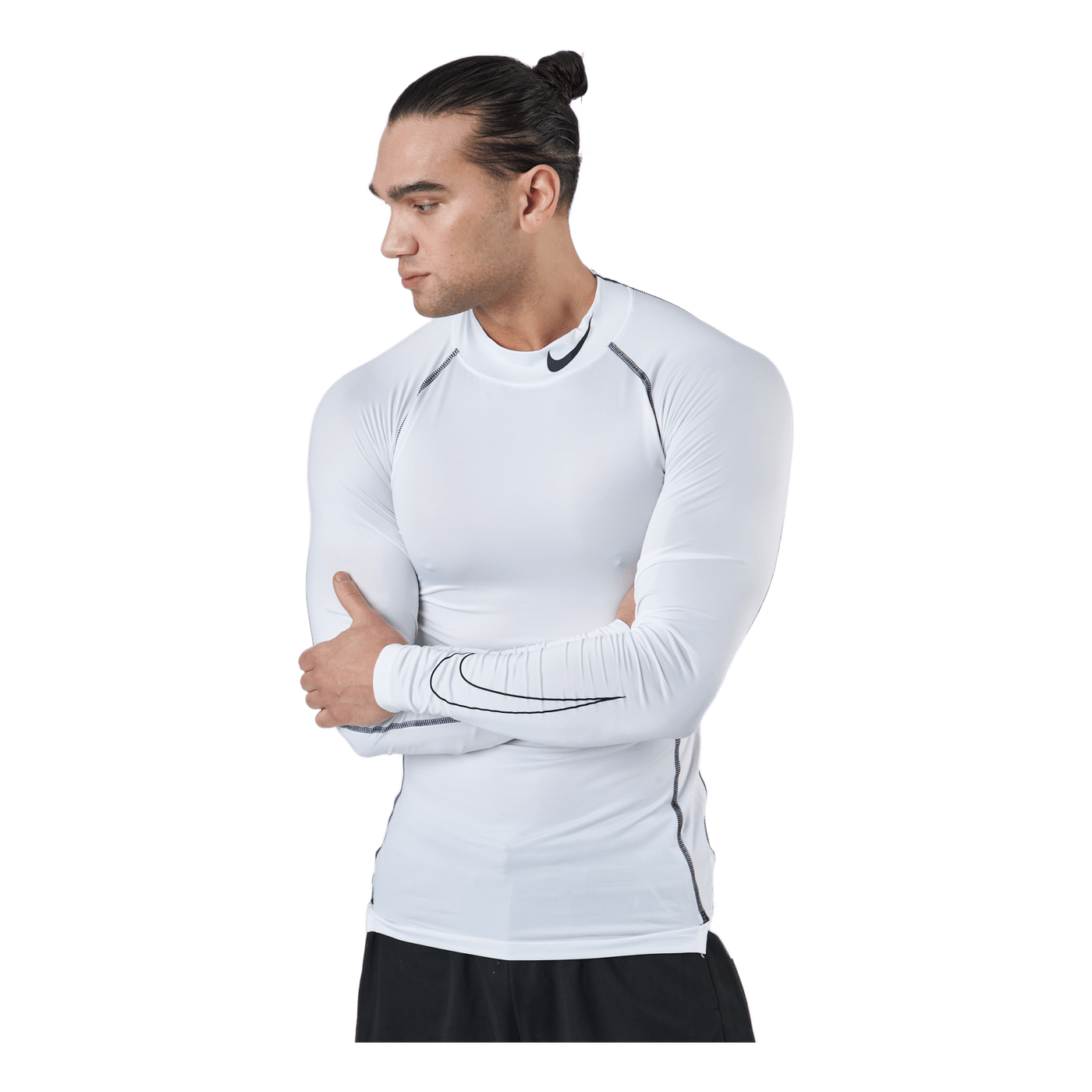 Nike Pro Dri-FIT Men's Tight Fit Long-Sleeve Top WHITE/BLACK/BLACK