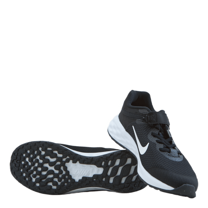 Revolution 6 FlyEase Big Kids' Easy On/Off Road Running Shoes BLACK/WHITE-DK SMOKE GREY