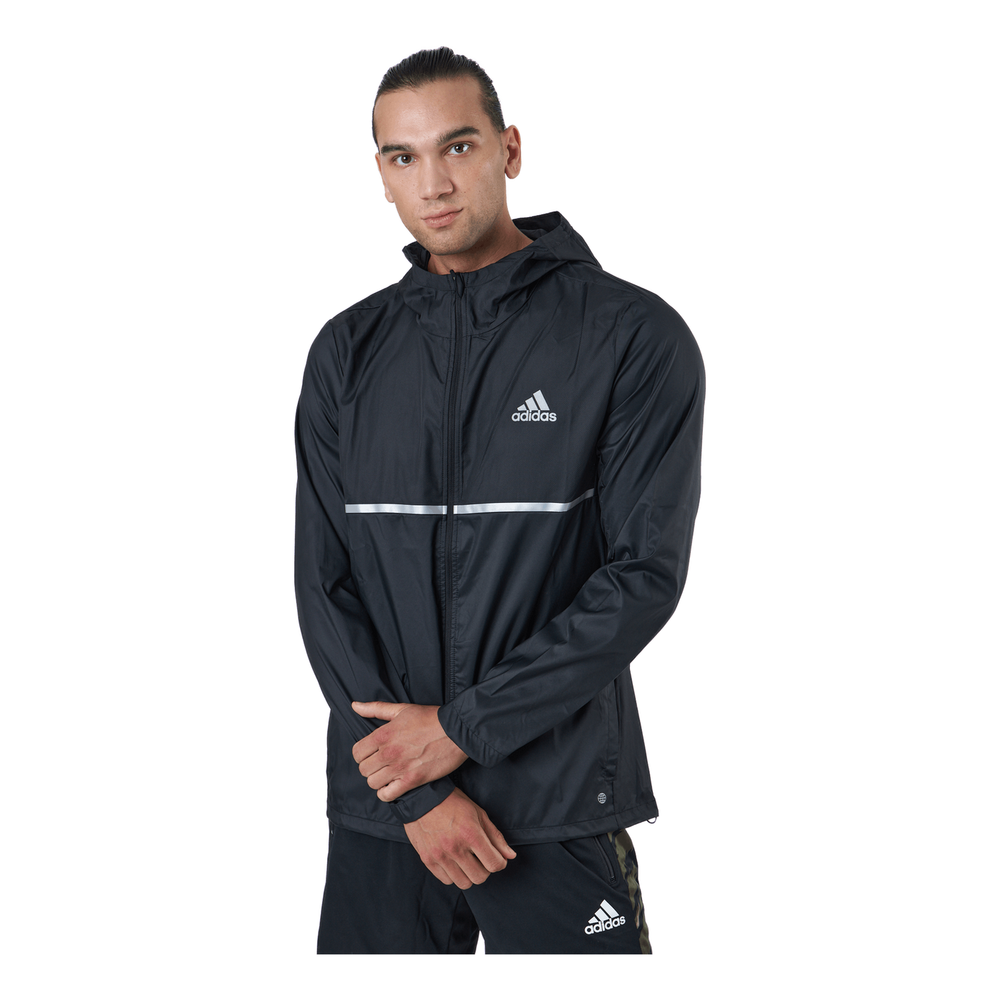 Adidas black top reflective jacket