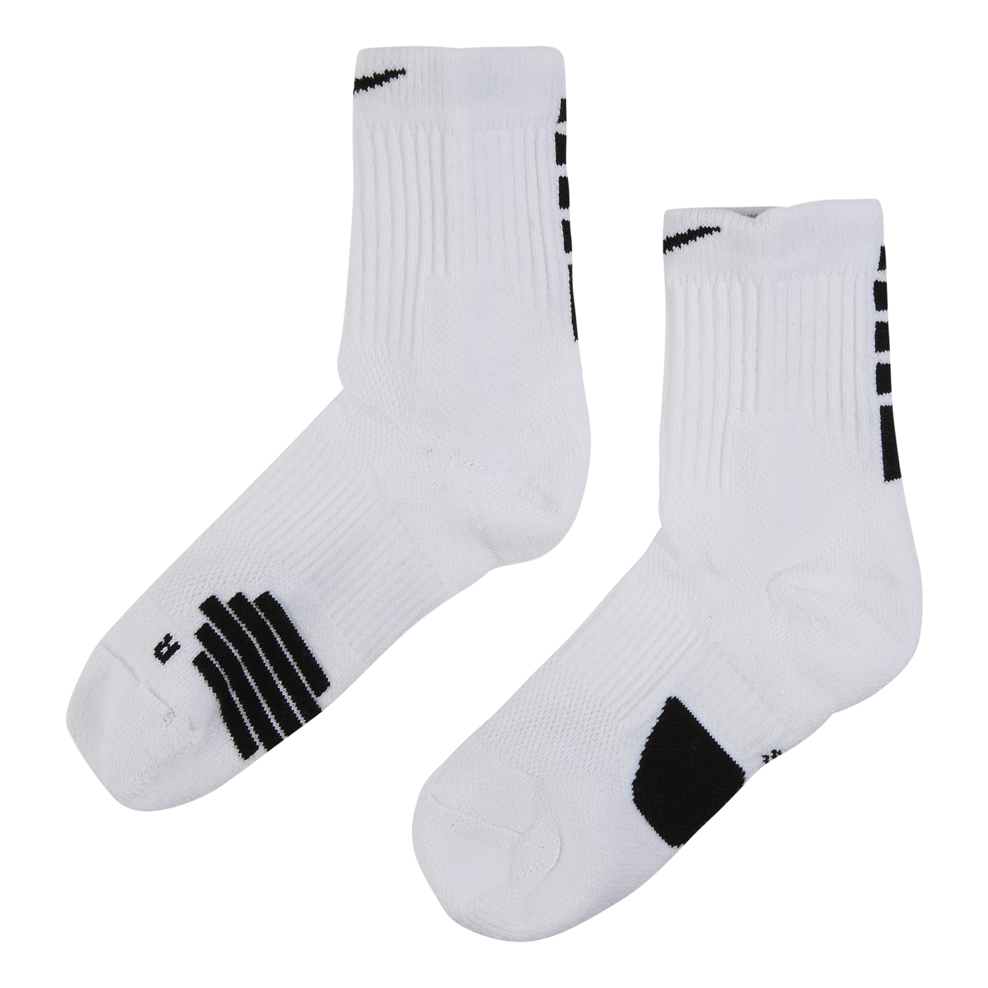 Elite Mid Basketball Socks WHITE/BLACK/BLACK