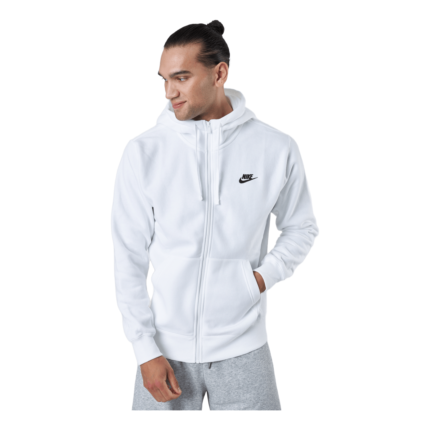 Sportswear Club Fleece Men's Full-Zip Hoodie WHITE/WHITE/BLACK