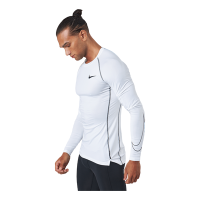 Pro Dri-FIT Men's Tight Fit Long-Sleeve Top WHITE/BLACK/BLACK
