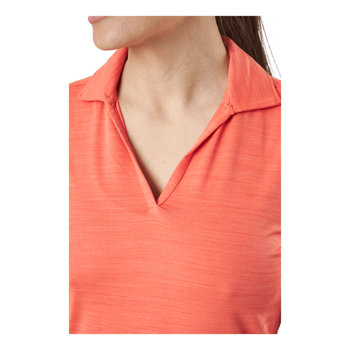 W Cloudspun Coast Sl Polo Hot Coral Heather