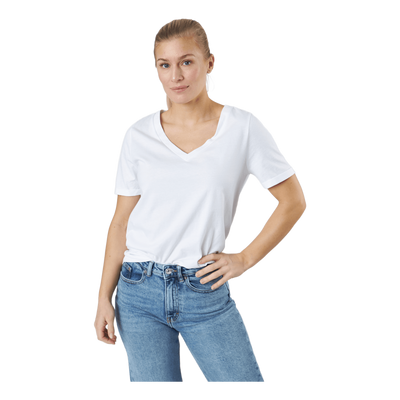 Pcria Ss V-neck Solid Tee  Bc Bright White