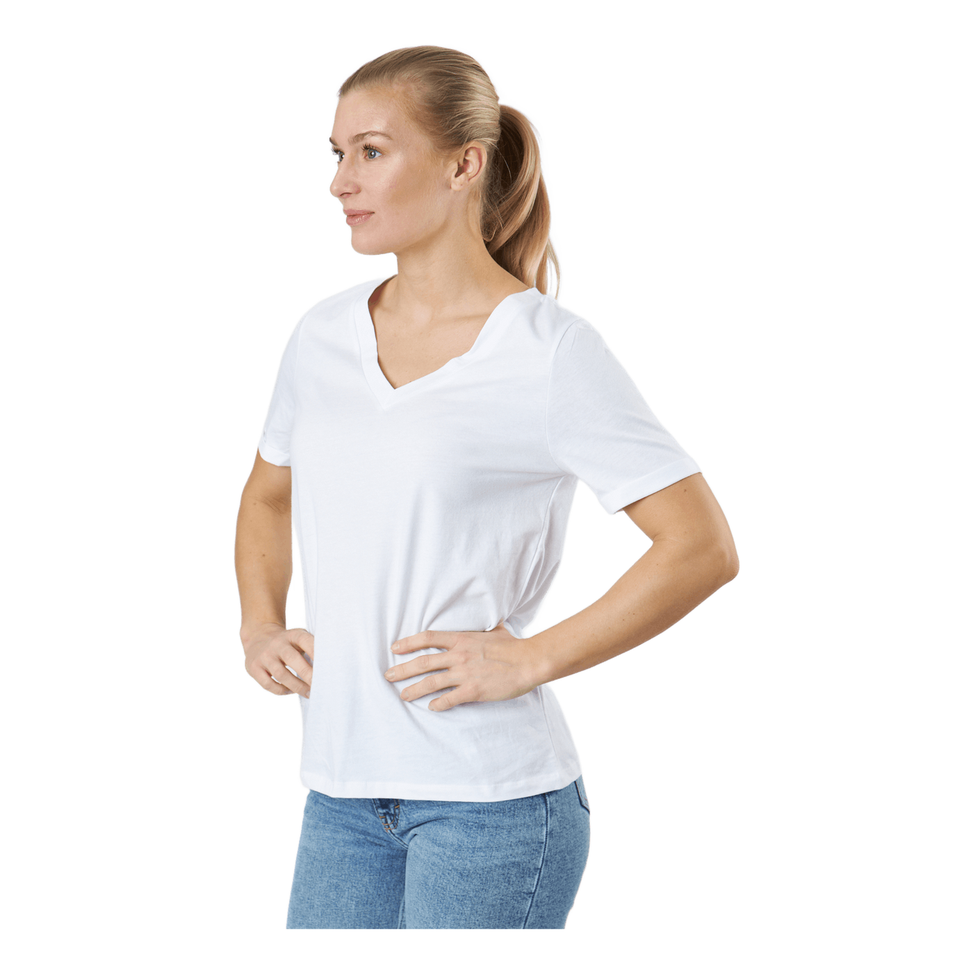 Pcria Ss V-neck Solid Tee  Bc Bright White